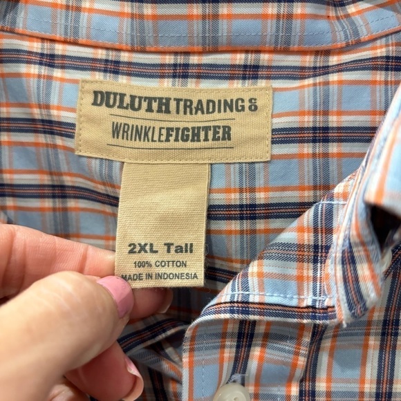 Duluth Trading Wrinkle Fighter Men's Button Down Shirt 2XLT Plaid - Picture 4 of 9